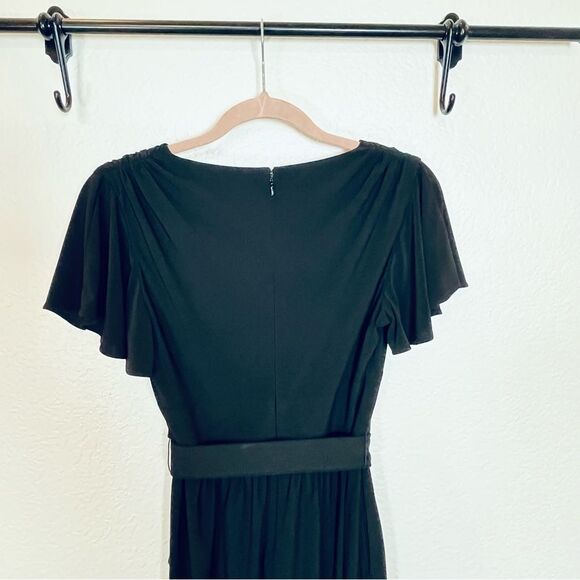 Eliza J Flutter Sleeve V-Neck Belted Wide Leg Jumpsuit in Black size 4 - Picture 7 of 15